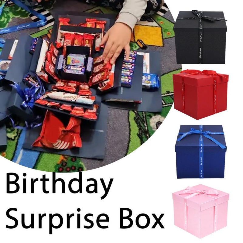 DIY Explosion Gift Box, 5 Layer Gift Boxes, Snack Explosion Box for Birthdays, Graduations, Anniversaries, Christmas, Valentine's Day, All Occasion (Black) - Image 3